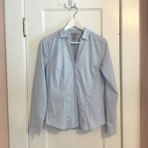 Light blue H&M button down V- neck blouse